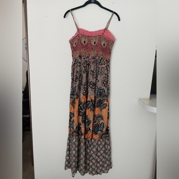 Anthropologie Smocked Sleep Floral Print Maxi Dress Size Medium - Picture 7 of 9